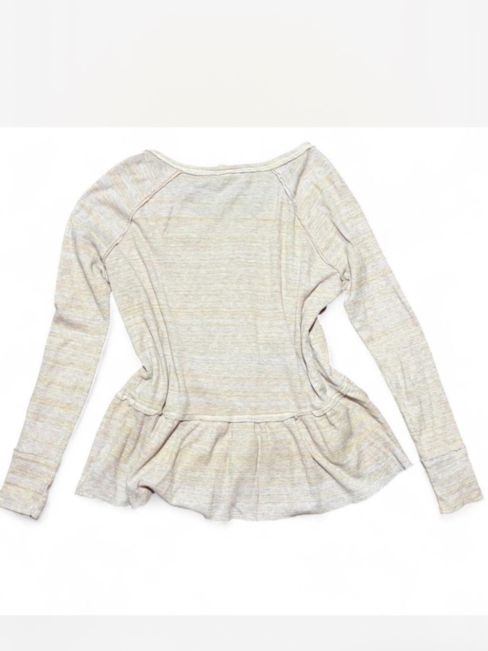 Free People Coastline Henley Peplum Thermal Top Button Front Boho Long Sleeve - Picture 5 of 5